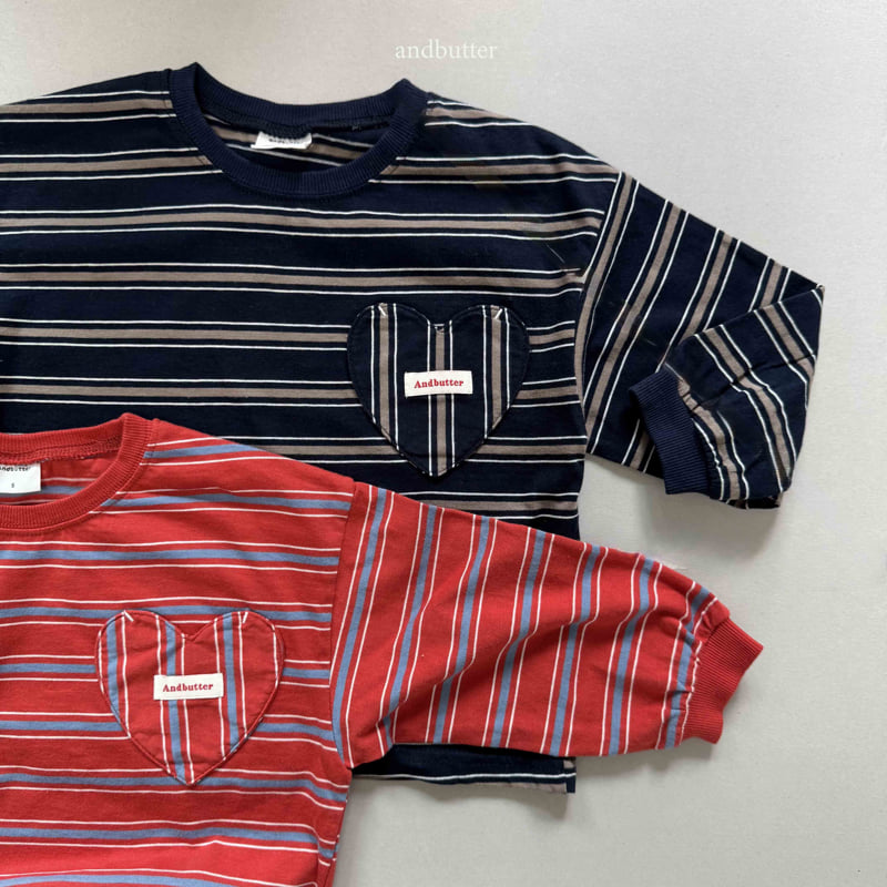 Andbutter - Korean Women Fashion - #momslook - Love & Stripe Tee (Mom) - 12