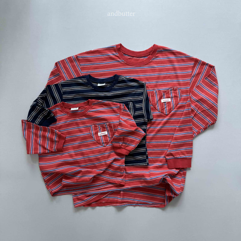 Andbutter - Korean Women Fashion - #pursuepretty - Love & Stripe Tee (Mom) - 2