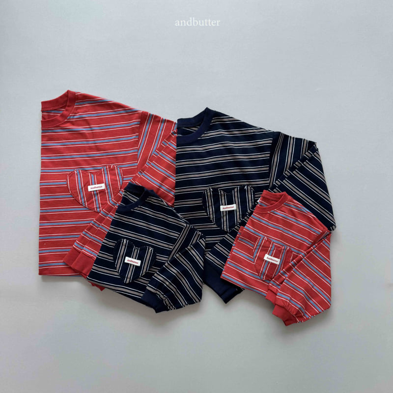 Andbutter - Korean Women Fashion - #restrostyle - Love & Stripe Tee (Mom) - 3