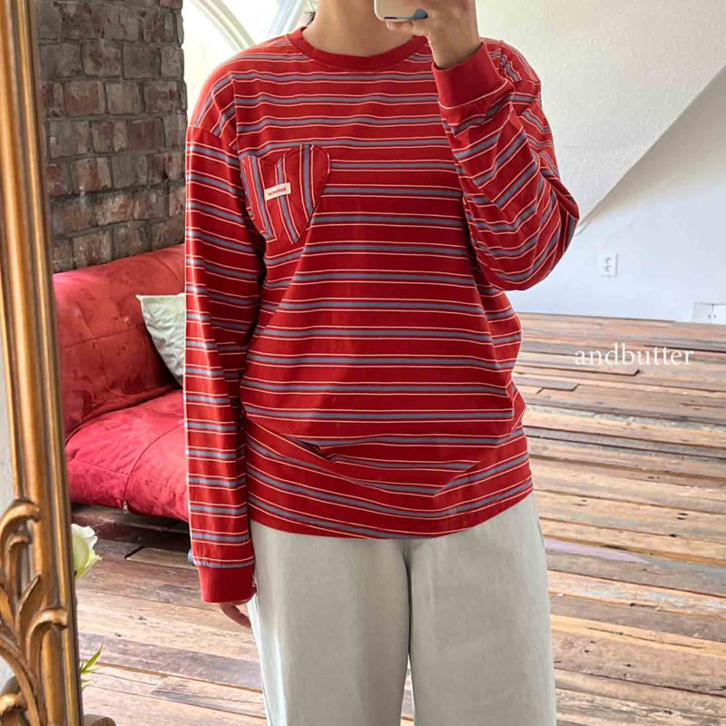 Andbutter - Korean Women Fashion - #restrostyle - Love & Stripe Tee (Mom) - 4