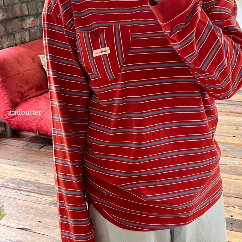 Andbutter - Korean Women Fashion - #thatsdarling - Love & Stripe Tee (Mom) - 6