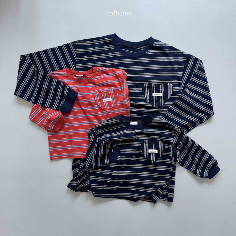 Andbutter - Korean Women Fashion - #vintagekidsstyle - Love & Stripe Tee (Mom)