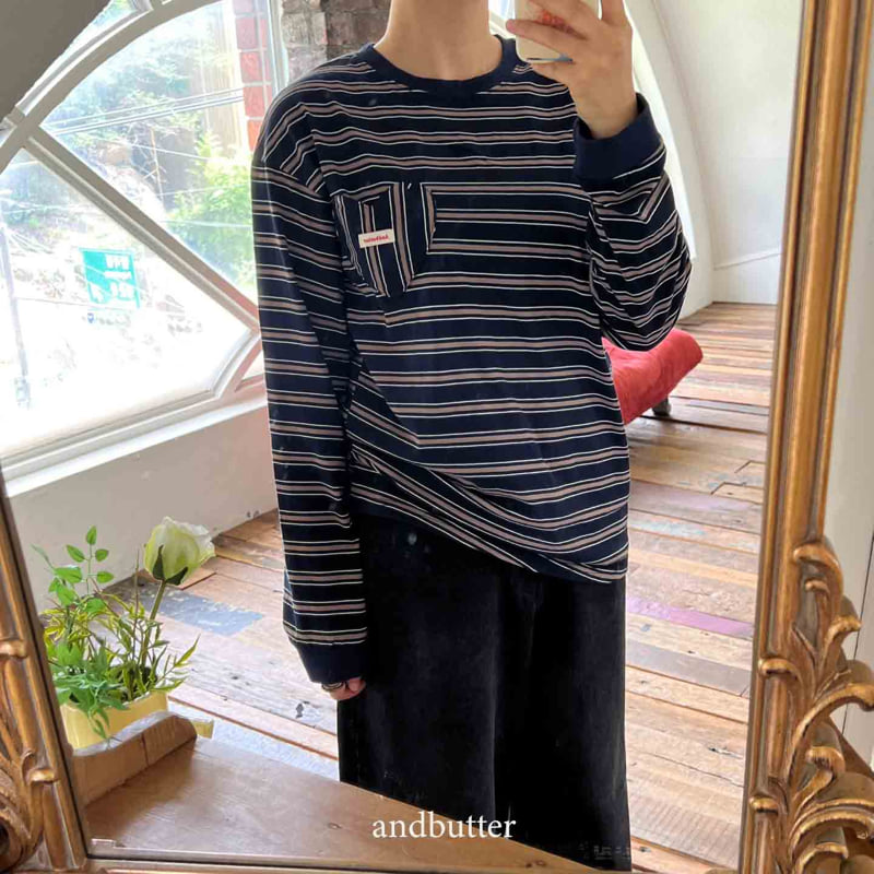 Andbutter - Korean Women Fashion - #womensfashion - Love & Stripe Tee (Mom) - 9