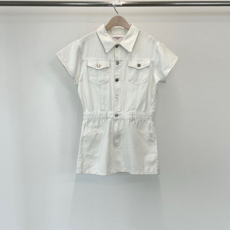 Another Avenue - Korean Women Fashion - #pursuepretty - Short Sleeve Denim Jumpsuit - 3