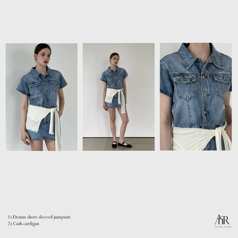 Another Avenue - Korean Women Fashion - #romanticstyle - Short Sleeve Denim Jumpsuit - 5