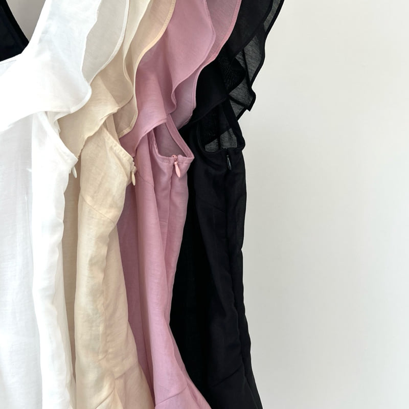 Another Avenue - Korean Women Fashion - #shopsmall - Frill Asymmetrical Sleeveless Blouse - 2