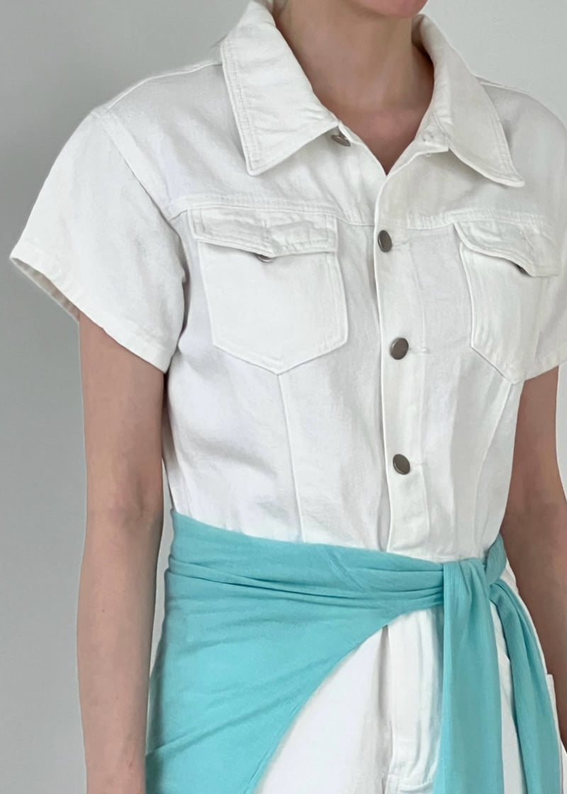 Another Avenue - Korean Women Fashion - #womensfashion - Short Sleeve Denim Jumpsuit - 12