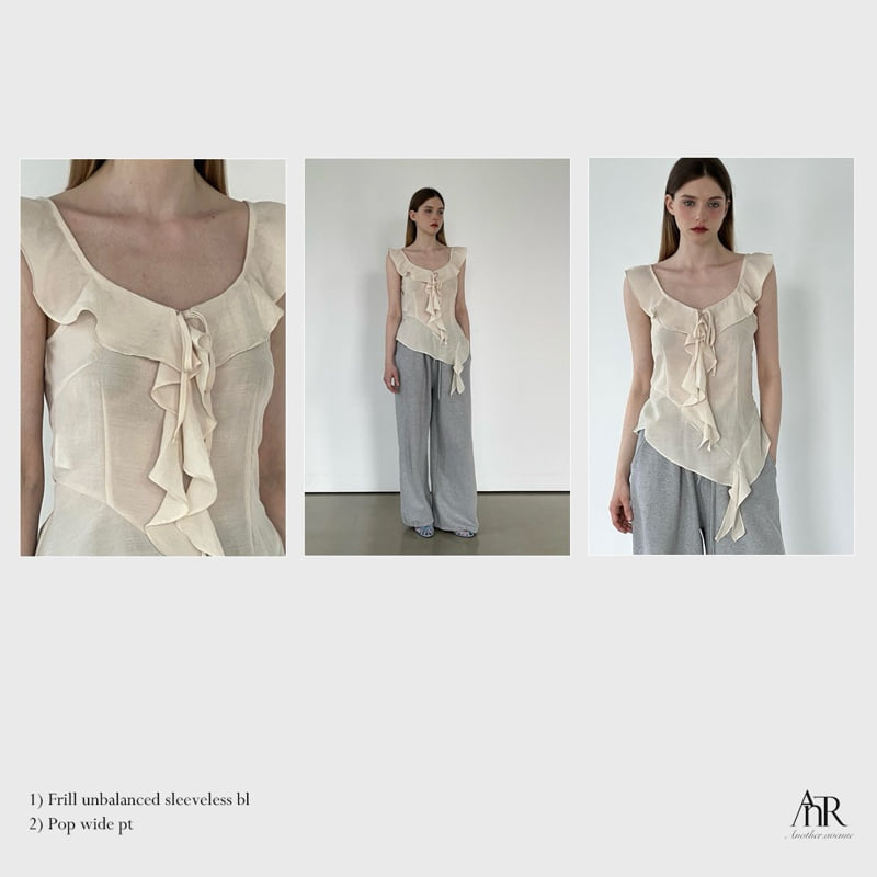 Another Avenue - Korean Women Fashion - #womensfashion - Frill Asymmetrical Sleeveless Blouse - 10