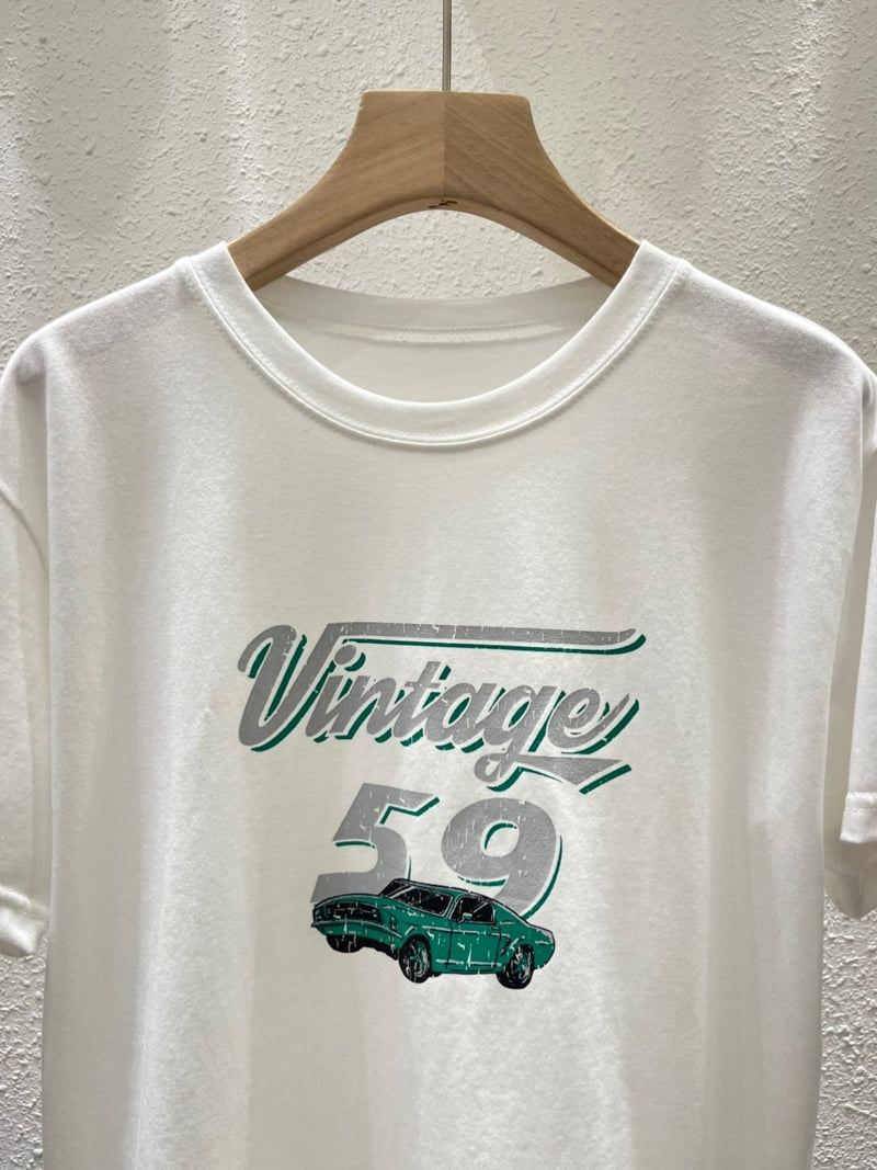 Another Plan - Korean Women Fashion - #momslook - Vintage Car Tee - 2