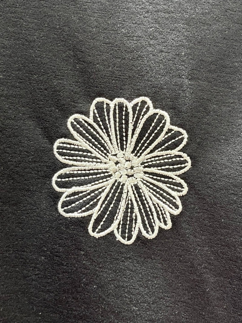 Another Plan - Korean Women Fashion - #momslook - Flower Embroidery Tee - 11