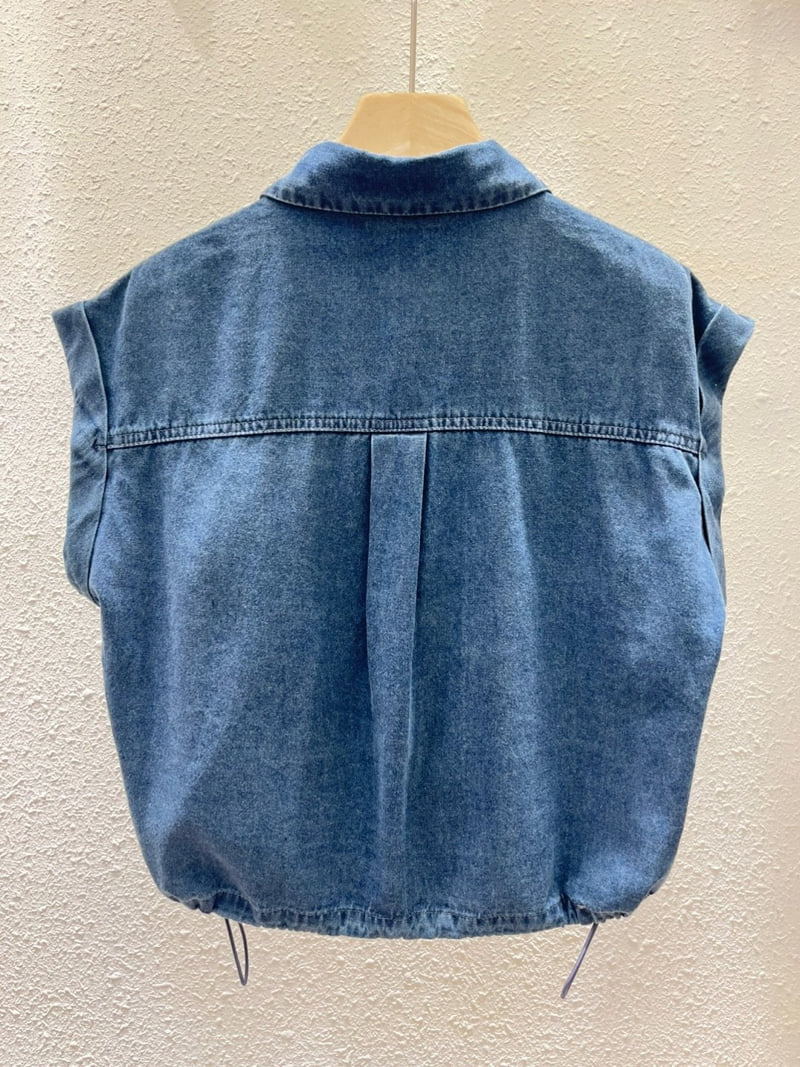 Another Plan - Korean Women Fashion - #momslook - 5158 Hem String Denim Vest - 10