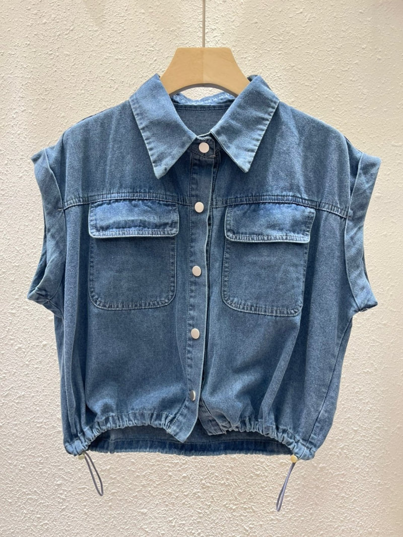 Another Plan - Korean Women Fashion - #momslook - 5158 Hem String Denim Vest - 6