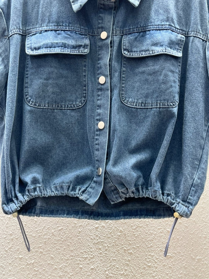 Another Plan - Korean Women Fashion - #momslook - 5158 Hem String Denim Vest - 8