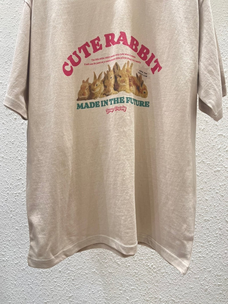 Another Plan - Korean Women Fashion - #vintagekidsstyle - Cute Rabbit Pig Tee - 4
