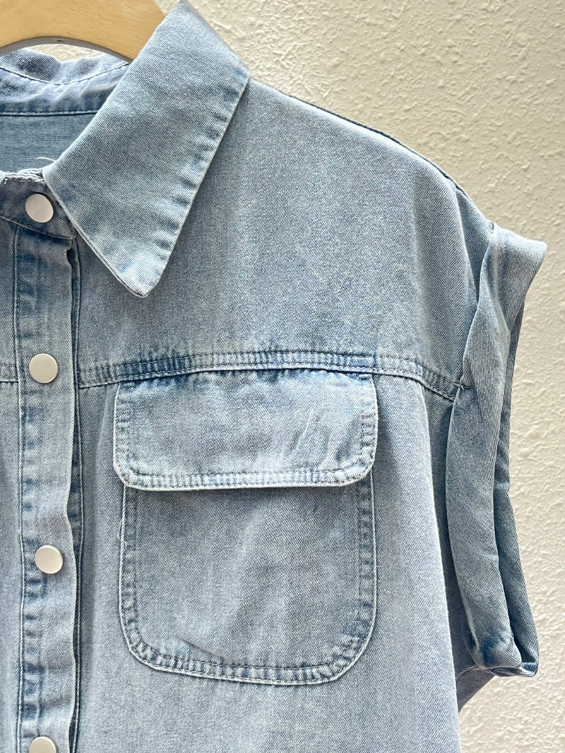 Another Plan - Korean Women Fashion - #shopsmall - 5158 Hem String Denim Vest - 4