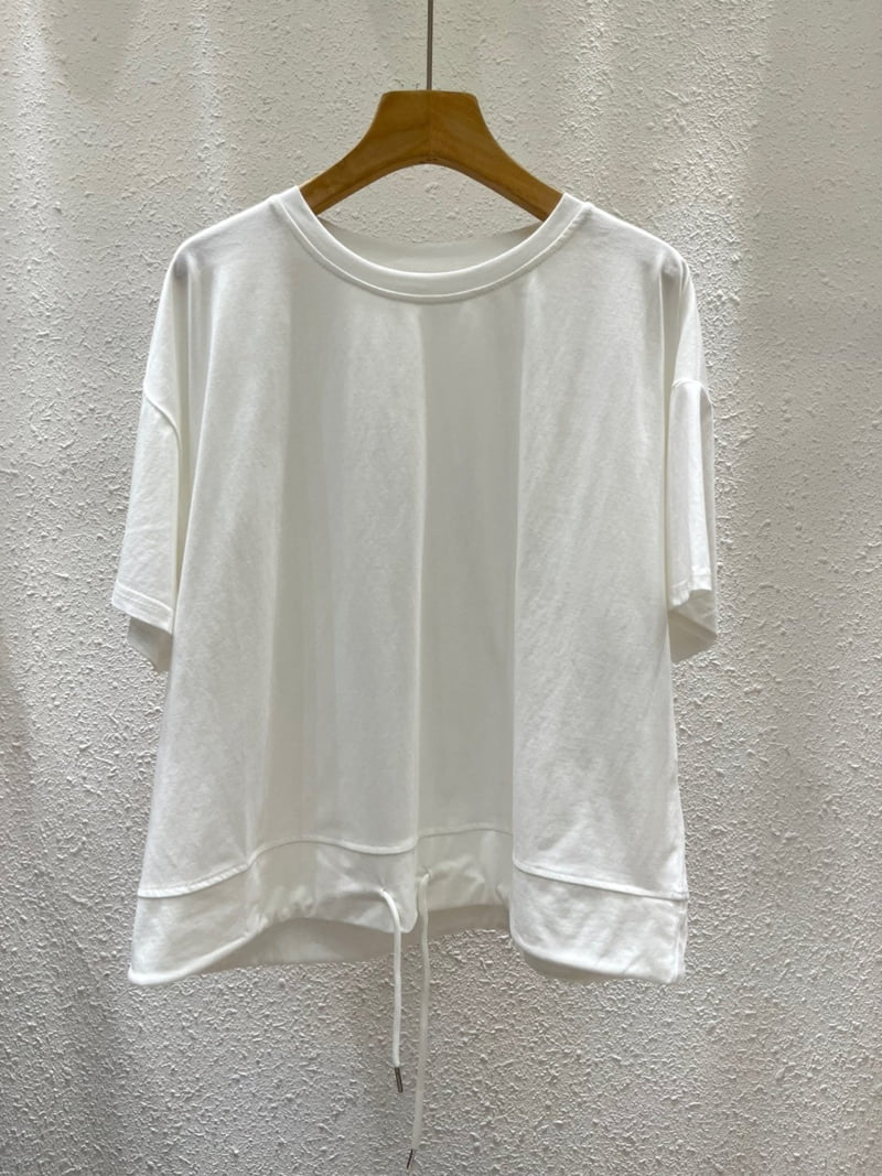 Another Plan - Korean Women Fashion - #womensfashion - 866 Hem String Round Tee
