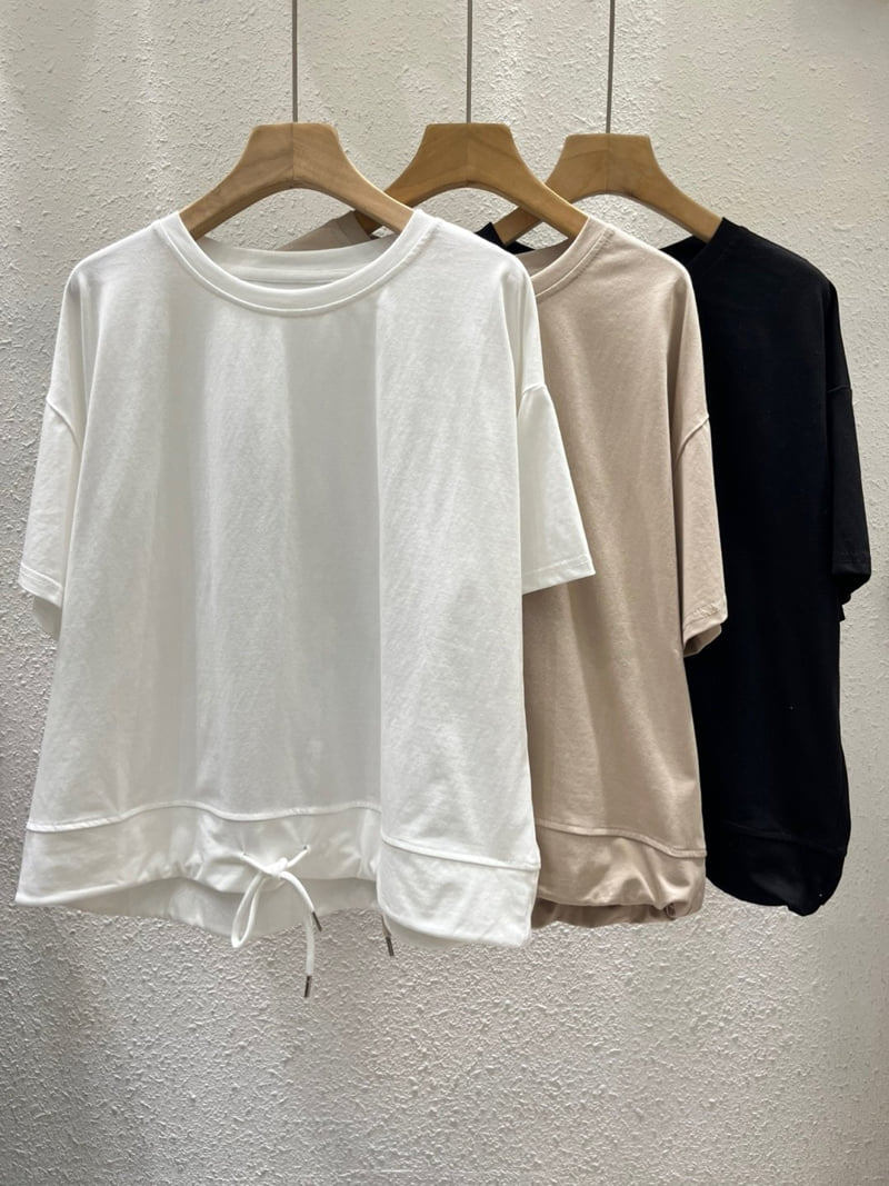 Another Plan - Korean Women Fashion - #womensfashion - 866 Hem String Round Tee - 11