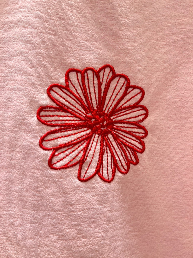 Another Plan - Korean Women Fashion - #womensfashion - Flower Embroidery Tee - 8