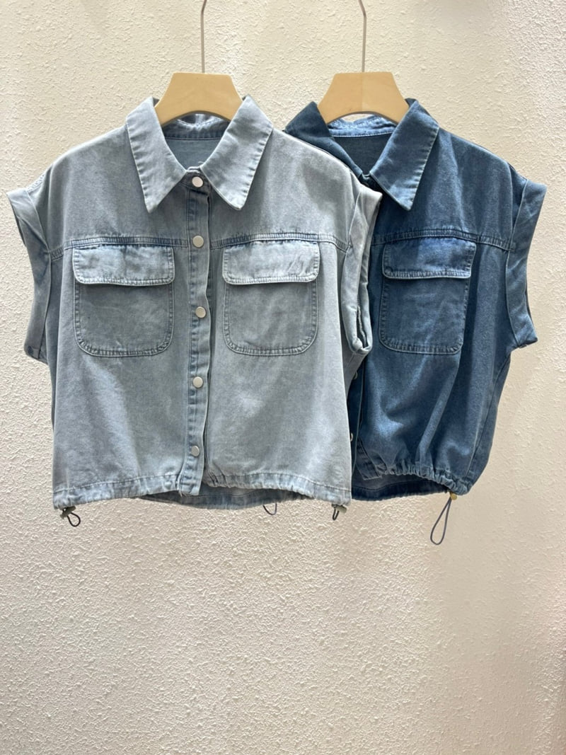 Another Plan - Korean Women Fashion - #womensfashion - 5158 Hem String Denim Vest - 11