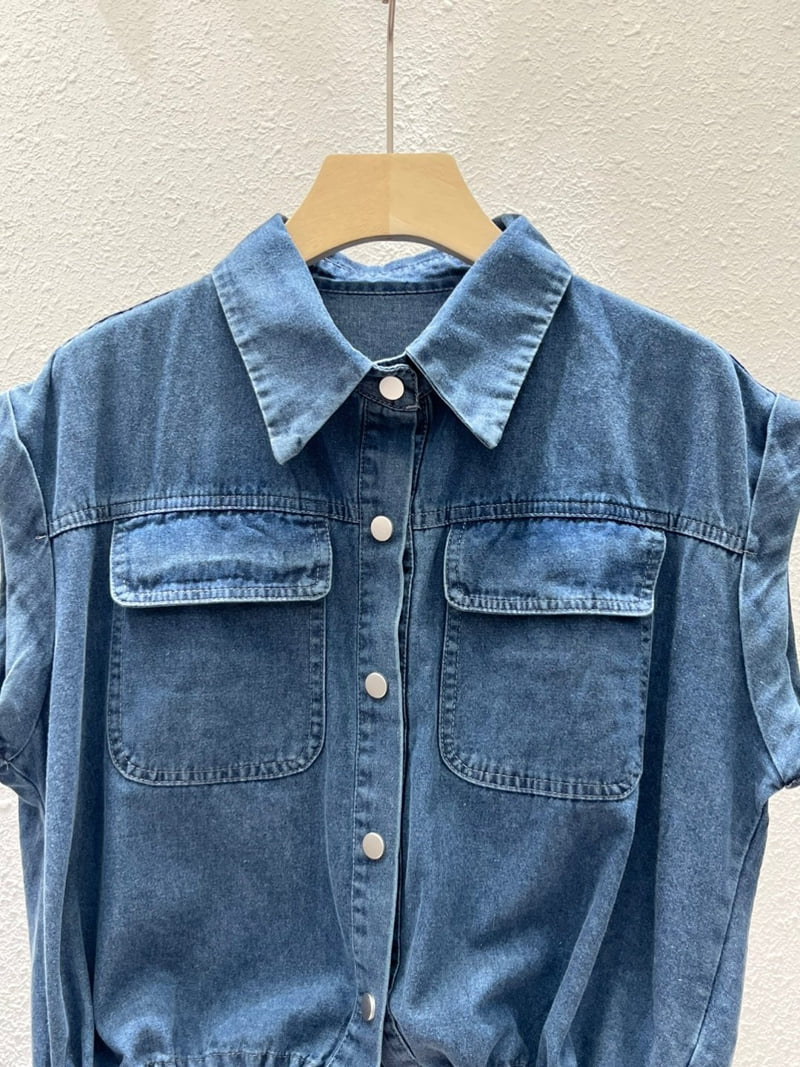 Another Plan - Korean Women Fashion - #womensfashion - 5158 Hem String Denim Vest - 7