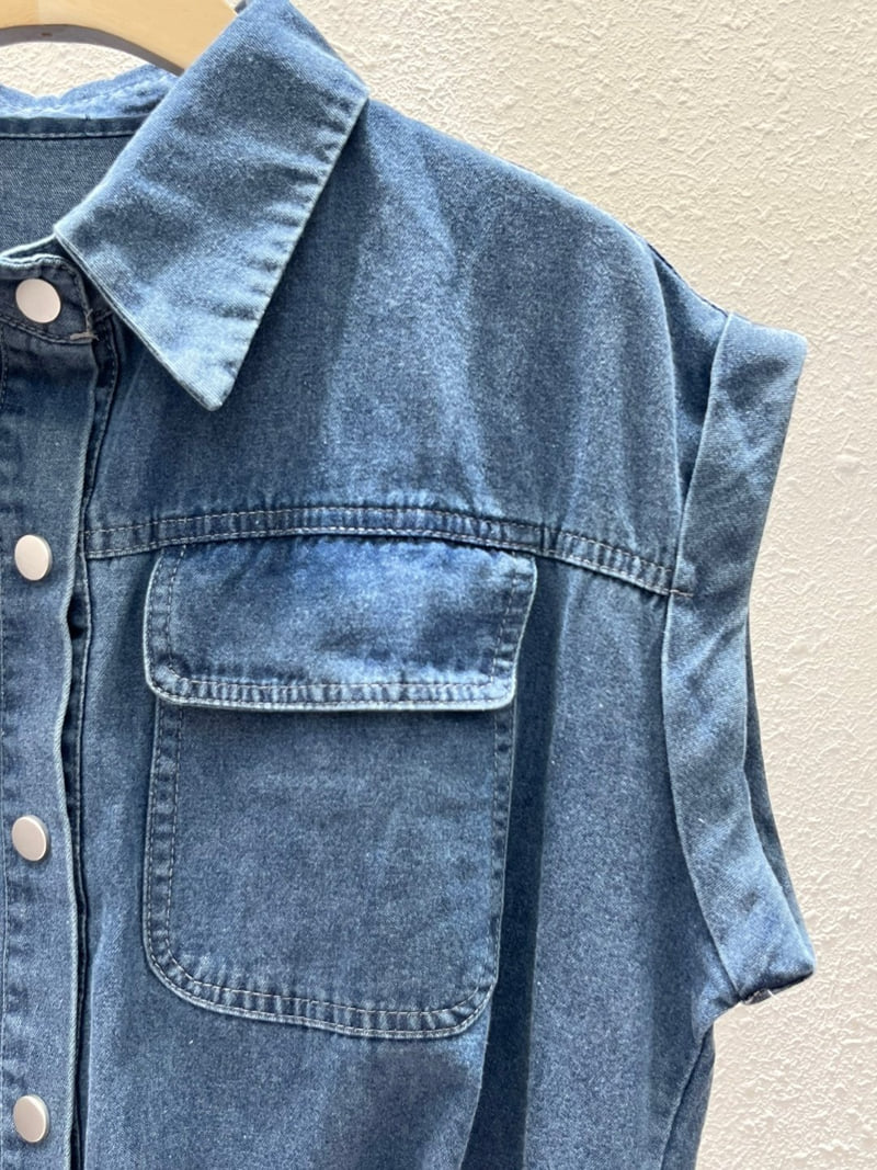 Another Plan - Korean Women Fashion - #womensfashion - 5158 Hem String Denim Vest - 9