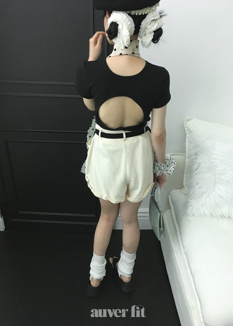 Auver_Fit - Korean Women Fashion - #womensfashion - Back Round Short Sleeve Tee - 4
