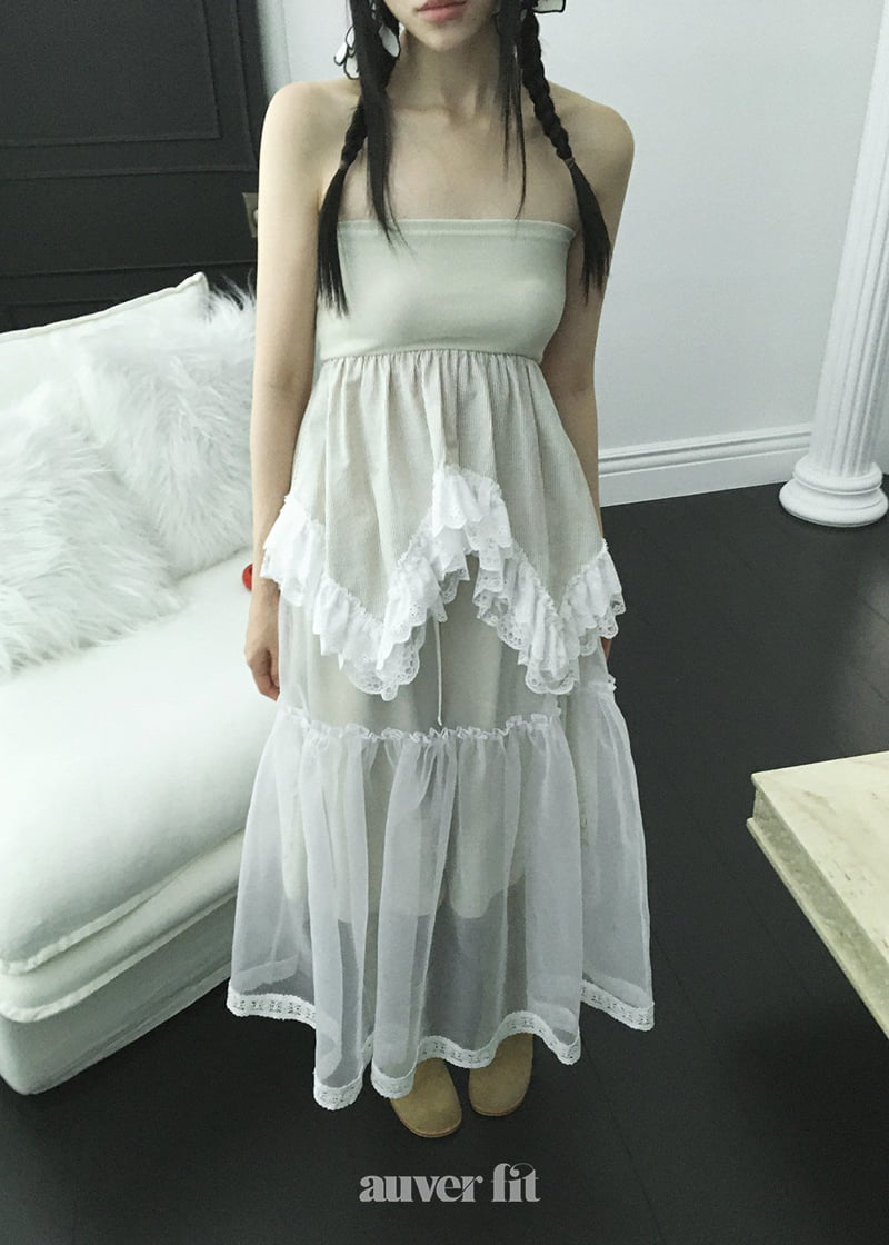 Auver_Fit - Korean Women Fashion - #momslook - Striped Frill Tube Top