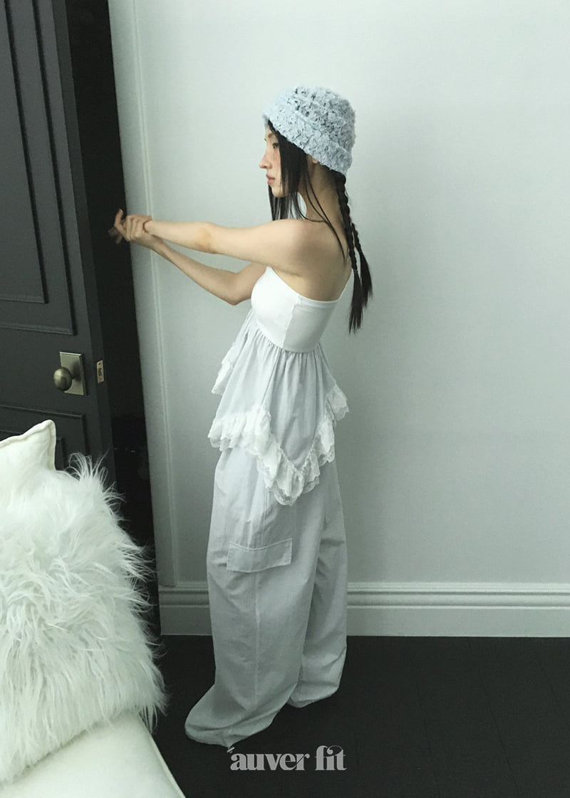 Auver_Fit - Korean Women Fashion - #momslook - Striped Frill Tube Top - 11