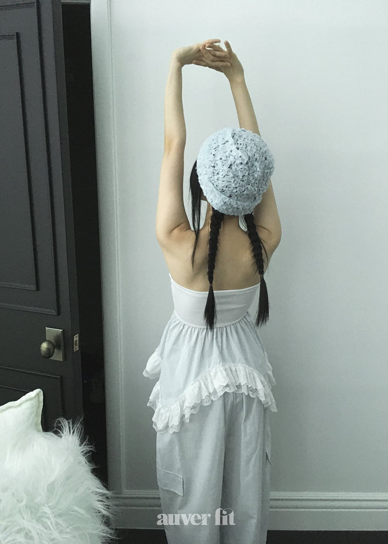 Auver_Fit - Korean Women Fashion - #momslook - Striped Frill Tube Top - 12