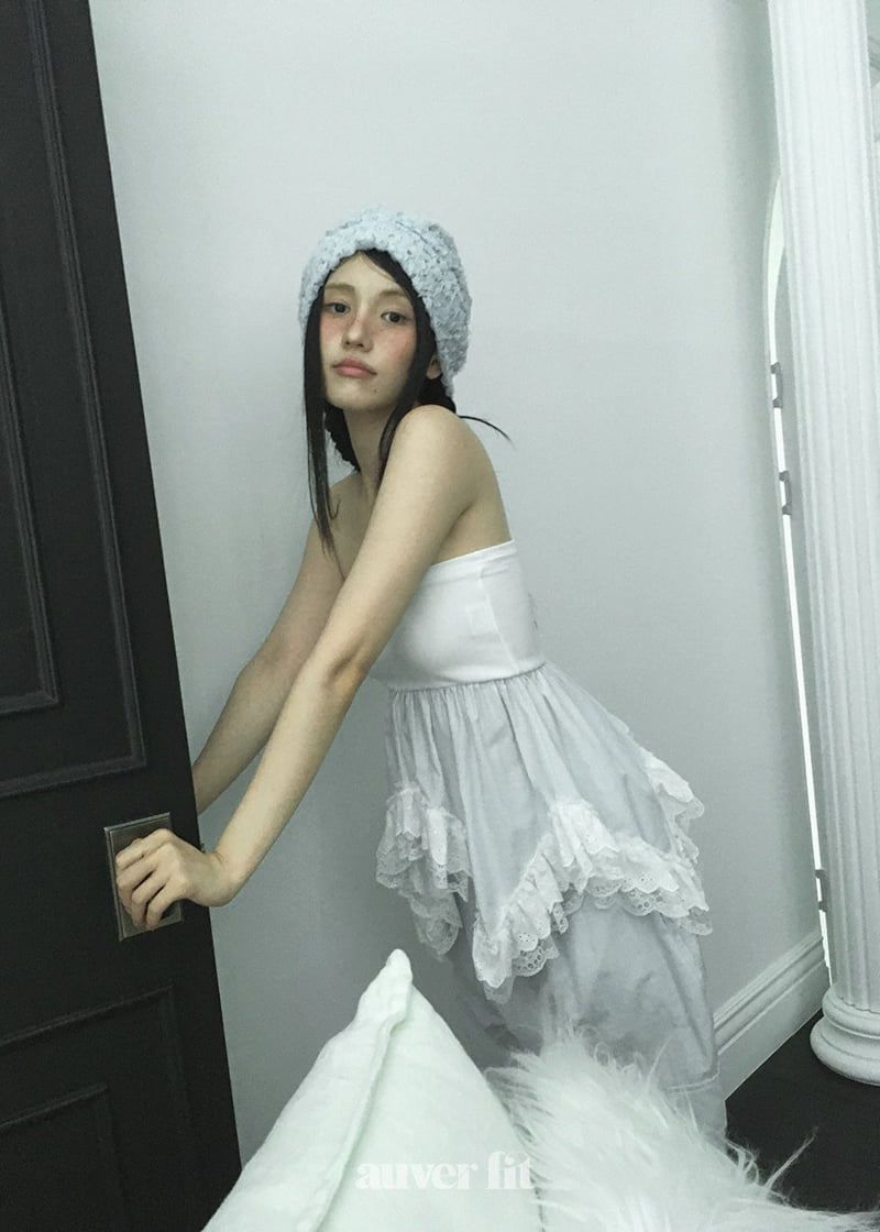 Auver_Fit - Korean Women Fashion - #momslook - Striped Frill Tube Top - 9