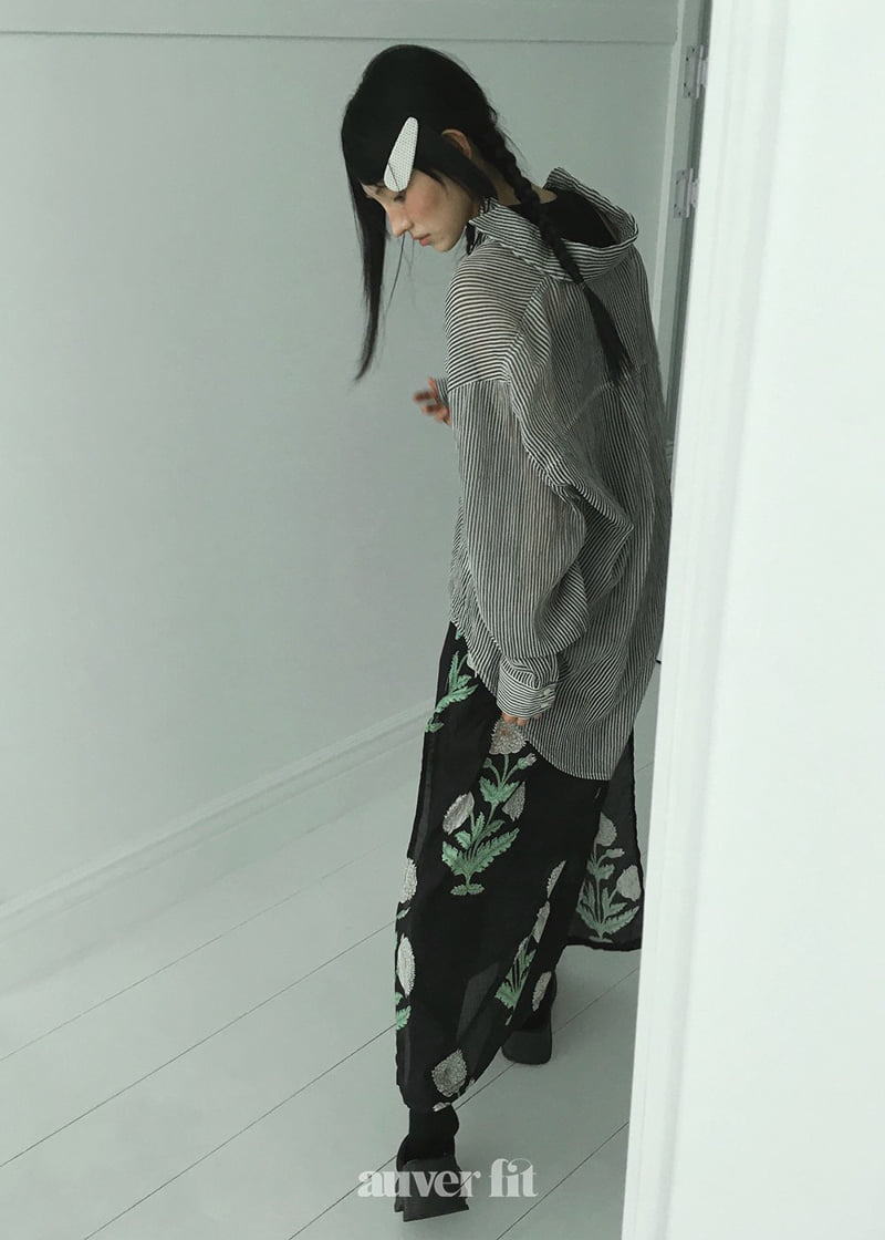 Auver_Fit - Korean Women Fashion - #momslook - Sheer Striped Shirt - 6