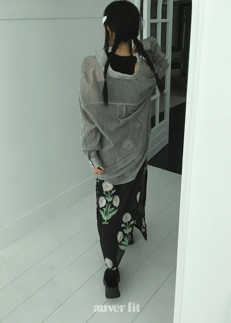 Auver_Fit - Korean Women Fashion - #momslook - Sheer Striped Shirt - 8