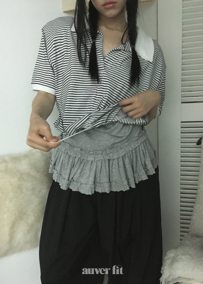 Auver_Fit - Korean Women Fashion - #womensfashion - Striped Blouson Tee - 4