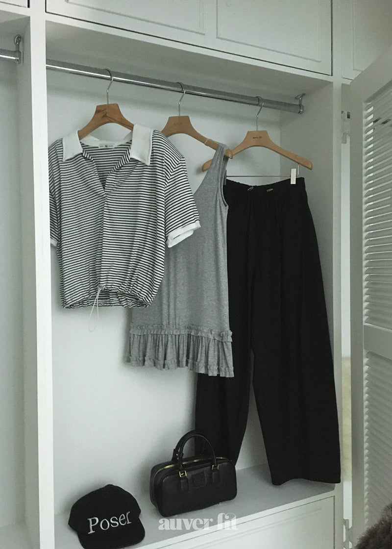 Auver_Fit - Korean Women Fashion - #momslook - Striped Blouson Tee - 7