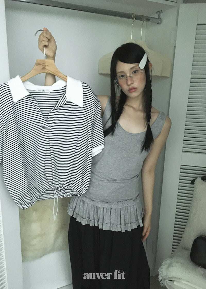 Auver_Fit - Korean Women Fashion - #momslook - Frill Tiered Sleeveless Top - 3