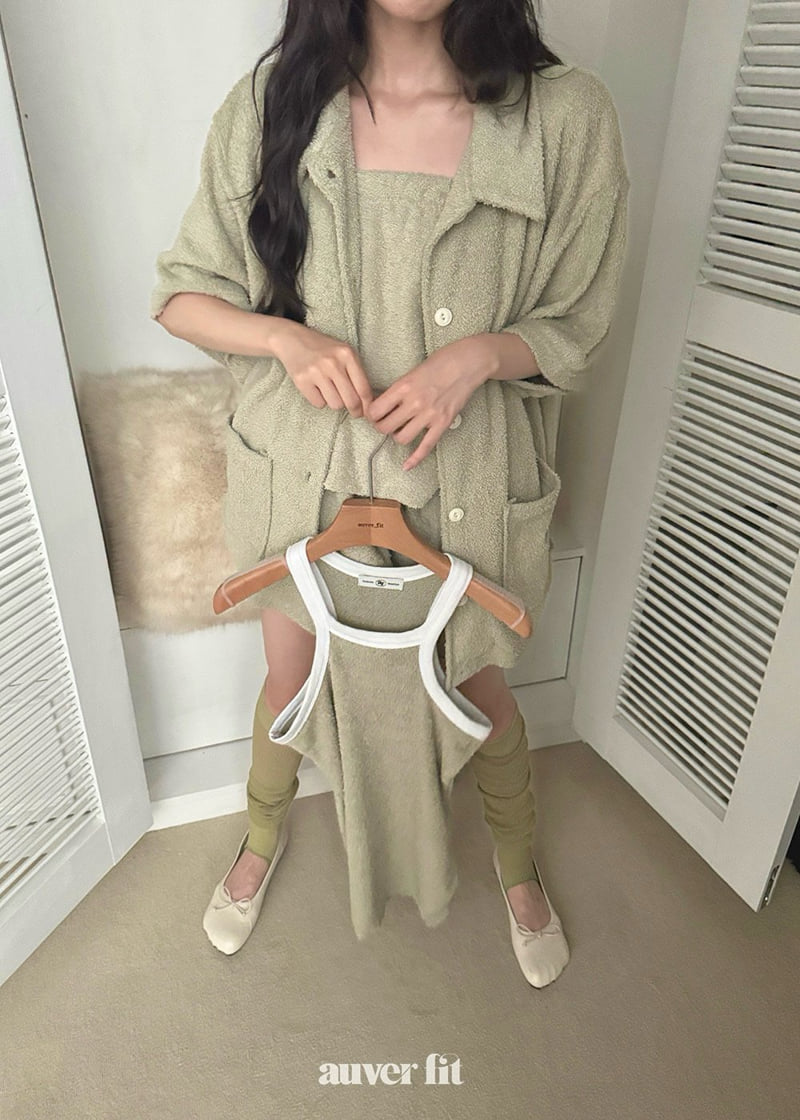 Auver_Fit - Korean Women Fashion - #momslook - Terry Shirt Shorts Set - 2