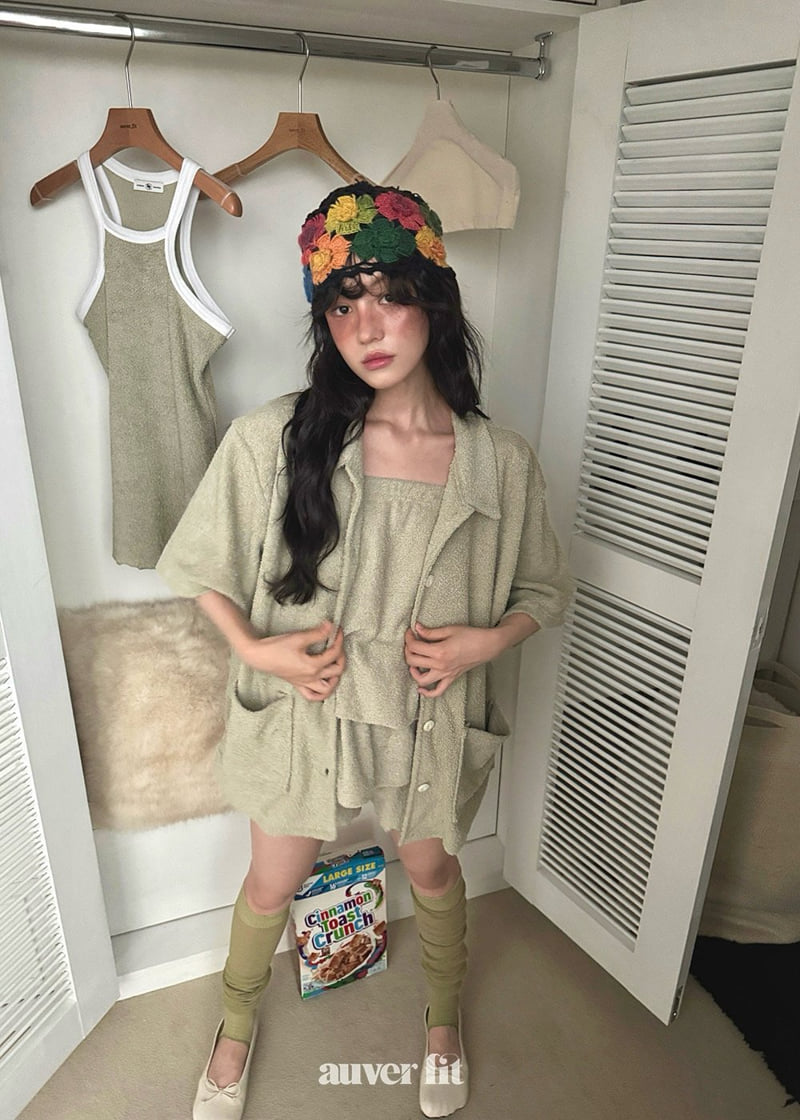 Auver_Fit - Korean Women Fashion - #restrostyle - Terry Shirt Shorts Set - 7