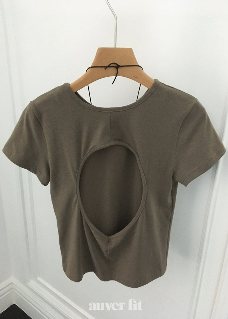 Auver_Fit - Korean Women Fashion - #womensfashion - Back Round Short Sleeve Tee - 7