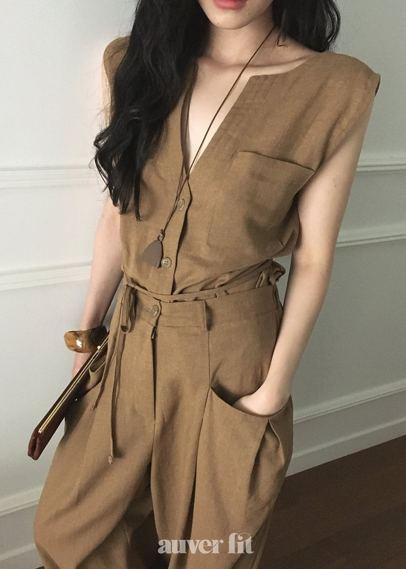 Auver_Fit - Korean Women Fashion - #womensfashion - Country Linen Vest - 3