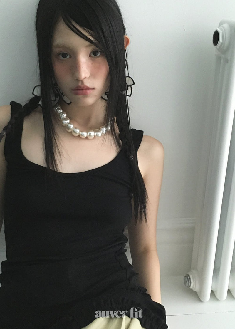 Auver_Fit - Korean Women Fashion - #womensfashion - Frill Tiered Sleeveless Top - 8