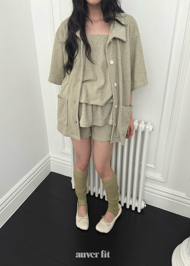 Auver_Fit - Korean Women Fashion - #womensfashion - Terry Shirt Shorts Set - 3