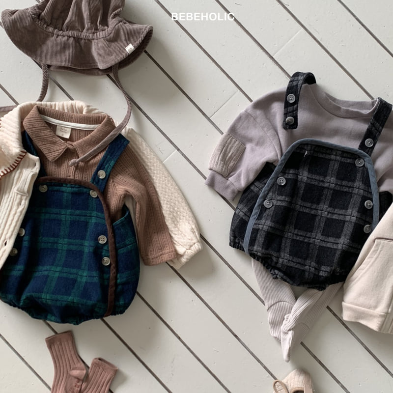 Bebe Holic - Korean Baby Fashion - #babyboutique - Blue Check Overalls - 2