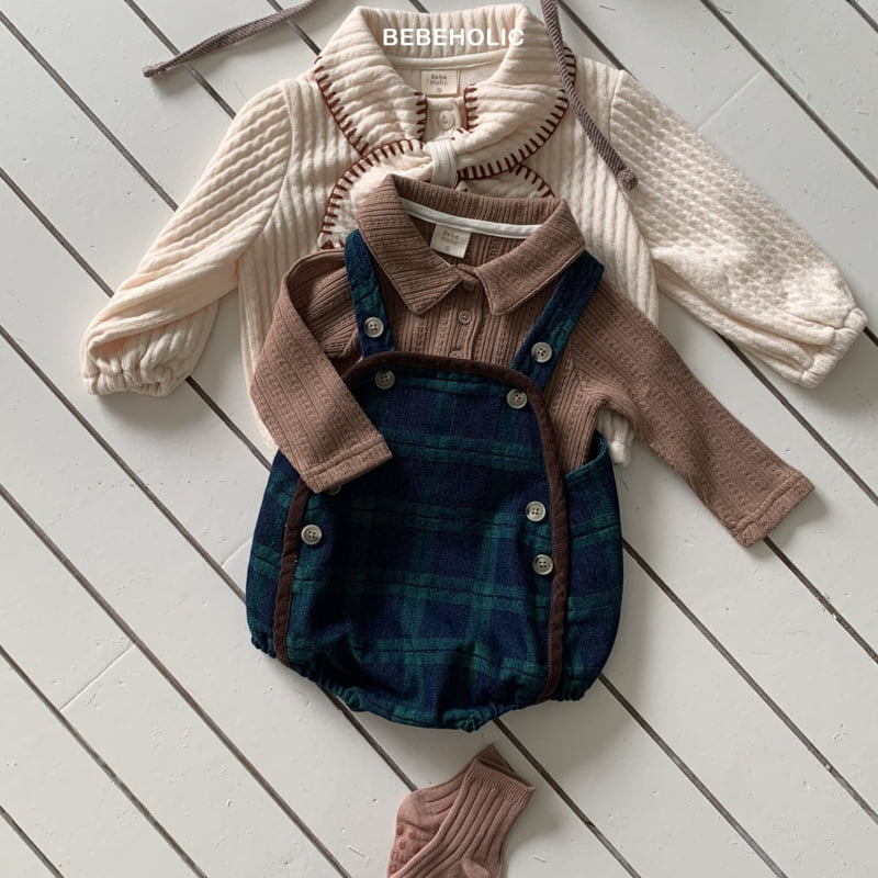 Bebe Holic - Korean Baby Fashion - #babyfever - Blue Check Overalls - 7