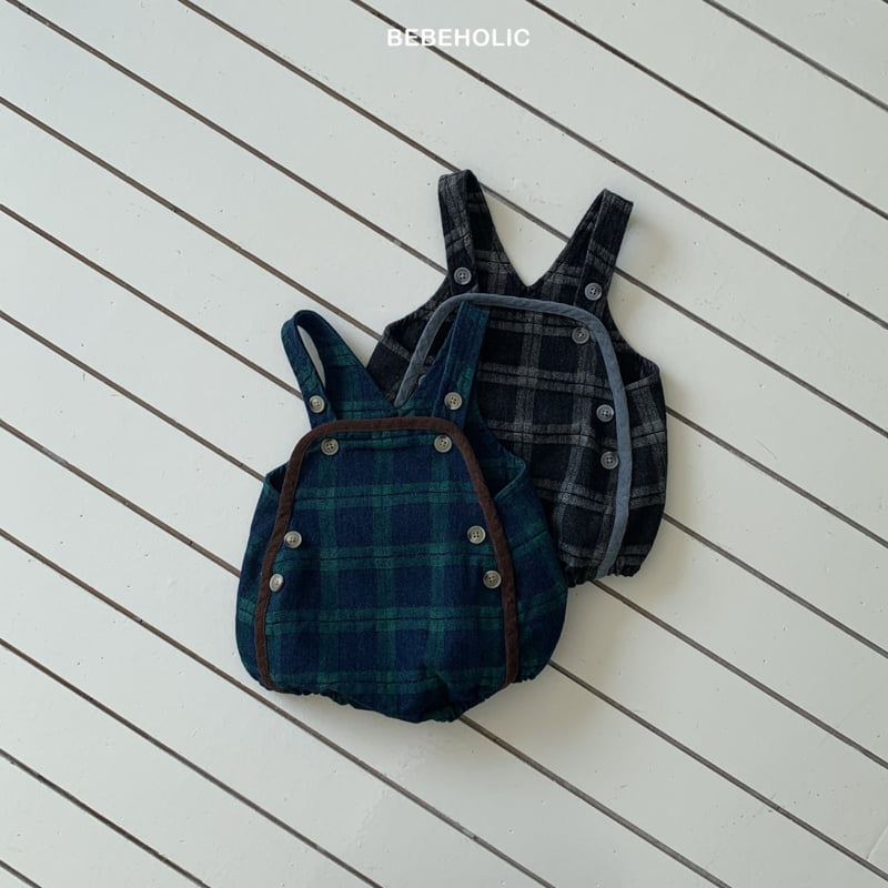 Bebe Holic - Korean Baby Fashion - #babygirlfashion - Blue Check Overalls - 8