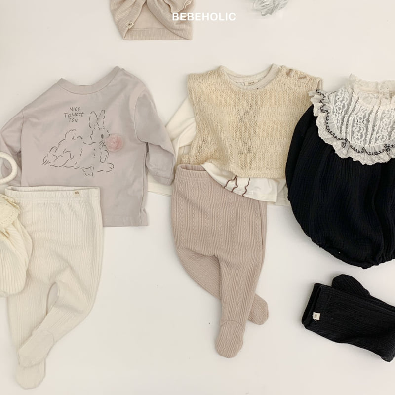 Bebe Holic - Korean Baby Fashion - #babygirlfashion - Cable Knit Footed Leggings - 2