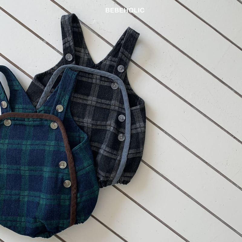 Bebe Holic - Korean Baby Fashion - #babylifestyle - Blue Check Overalls - 9