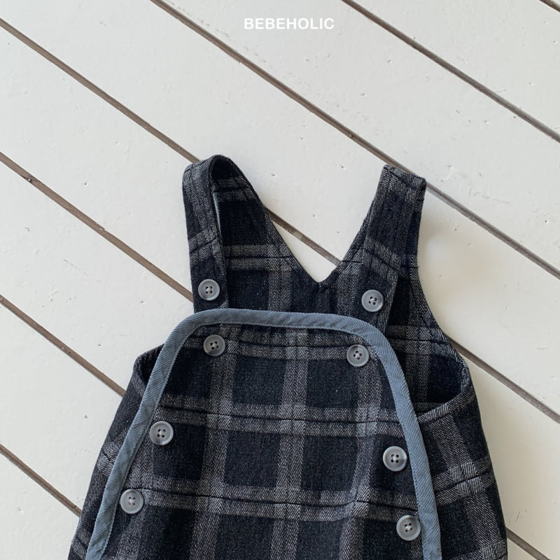 Bebe Holic - Korean Baby Fashion - #babyootd - Blue Check Overalls - 11