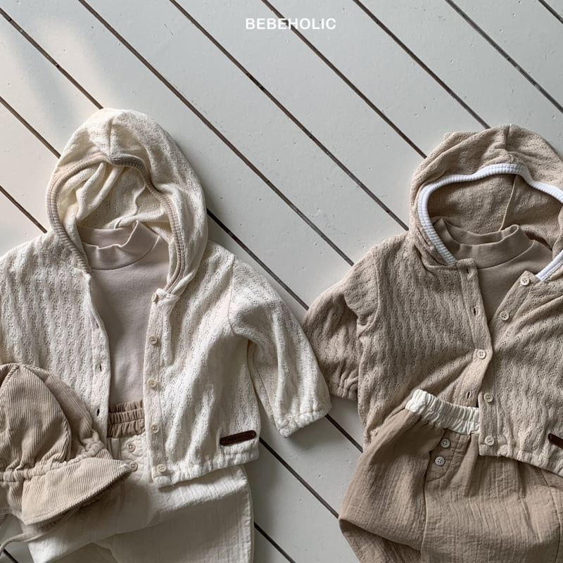 Bebe Holic - Korean Baby Fashion - #babyootd - Sage Eyelet Hoodie - 2