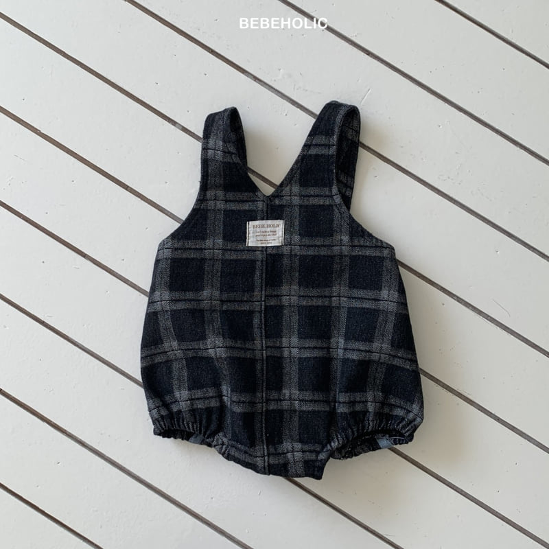 Bebe Holic - Korean Baby Fashion - #babyoutfit - Blue Check Overalls - 12