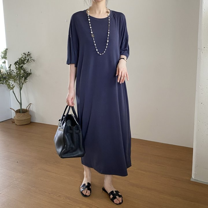 Bignarae - Korean Women Fashion - #momslook - Cool Round Long One-piece - 10